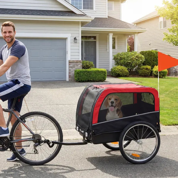Dog Bike Trailer, Pet Cart Bicycle Carrier with 20" Air Tires, Quick-Release Wheels, Reflectors, Flag - product image 10
