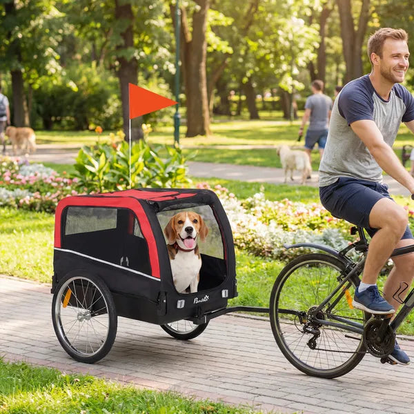 Dog Bike Trailer, Pet Cart Bicycle Carrier with 20" Air Tires, Quick-Release Wheels, Reflectors, Flag - product image 2