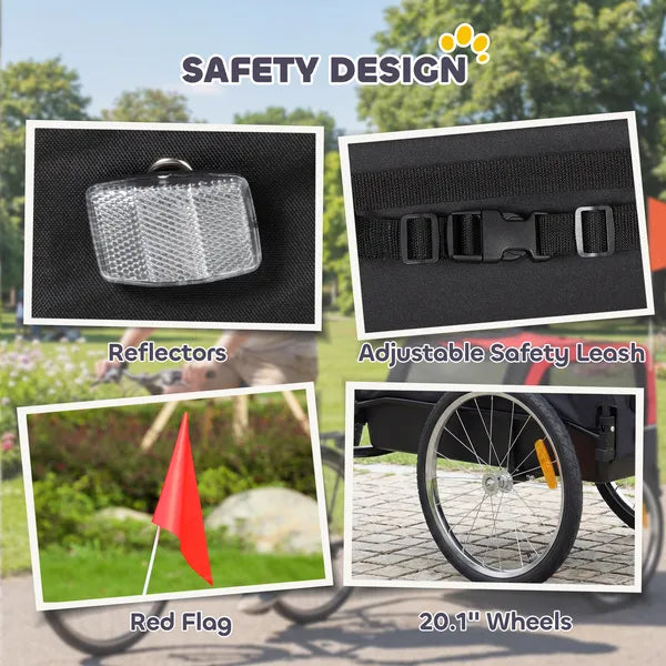 Dog Bike Trailer, Pet Cart Bicycle Carrier with 20" Air Tires, Quick-Release Wheels, Reflectors, Flag - product image 7