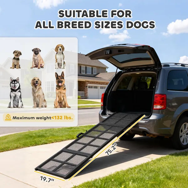 PawHut Dog Car Ramp, 75 Inch x 20 Inch Extra Long and Wide, Non-Slip Surface, Folding Portable Pet Ramp for Large, Small and Senior Dogs - product image 3