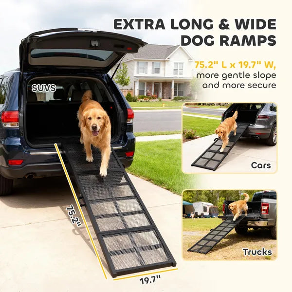 PawHut Dog Car Ramp, 75 Inch x 20 Inch Extra Long and Wide, Non-Slip Surface, Folding Portable Pet Ramp for Large, Small and Senior Dogs - product image 4