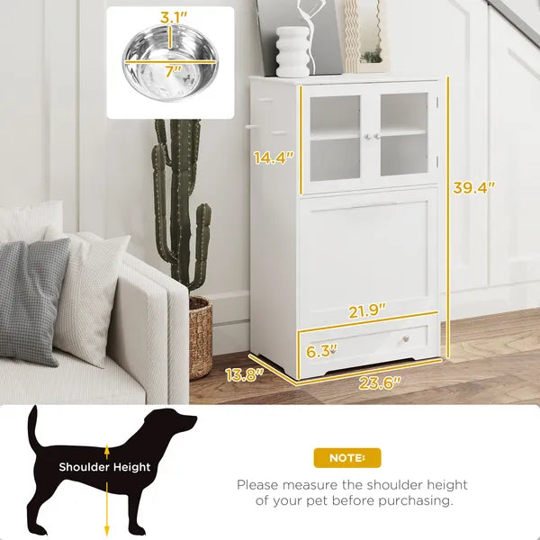 Dog Feeding Station with Two Storage Cabinets, 2 Elevated Dog Bowls, Side Hooks, Anti-tip Kit, for Feeding and Watering - product image 3