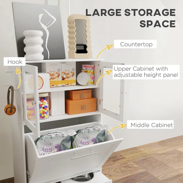 Dog Feeding Station with Two Storage Cabinets, 2 Elevated Dog Bowls, Side Hooks, Anti-tip Kit, for Feeding and Watering - product image 5