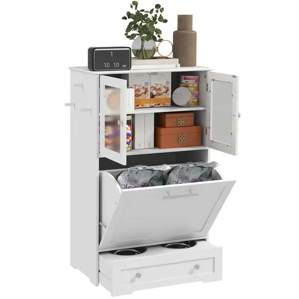 Dog Feeding Station with Two Storage Cabinets, 2 Elevated Dog Bowls, Side Hooks, Anti-tip Kit, for Feeding and Watering - product image 11