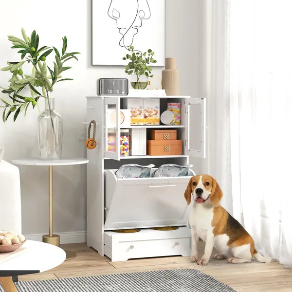 Dog Feeding Station with Two Storage Cabinets, 2 Elevated Dog Bowls, Side Hooks, Anti-tip Kit, for Feeding and Watering - product image 10