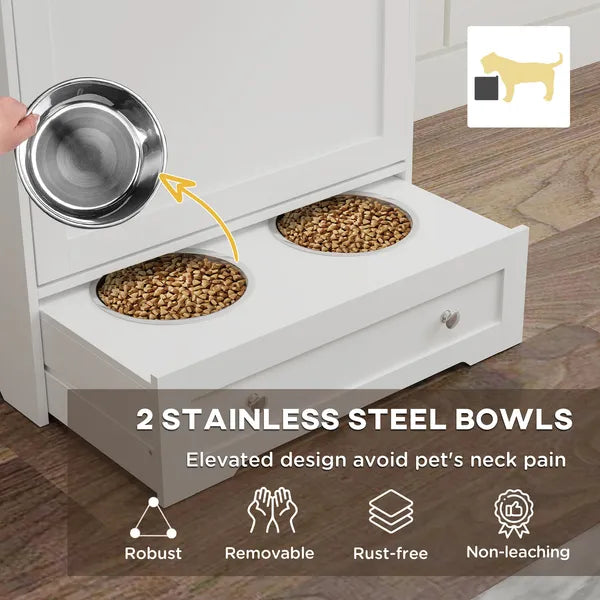Dog Feeding Station with Two Storage Cabinets, 2 Elevated Dog Bowls, Side Hooks, Anti-tip Kit, for Feeding and Watering - product image 6