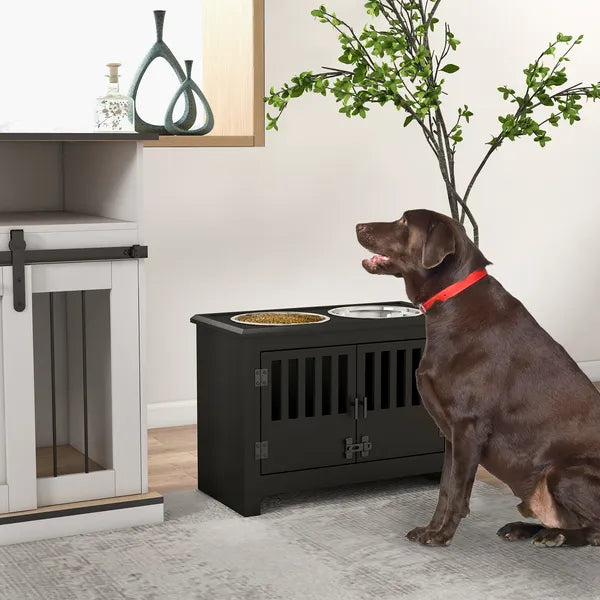 Dog Food Storage Cabinet with Bowls and Dog Feeding Station, Black - product image 10