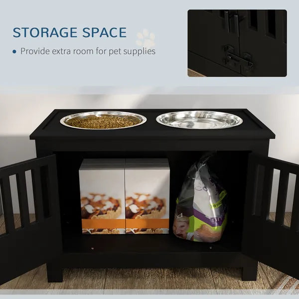 Dog Food Storage Cabinet with Bowls and Dog Feeding Station, Black - product image 5