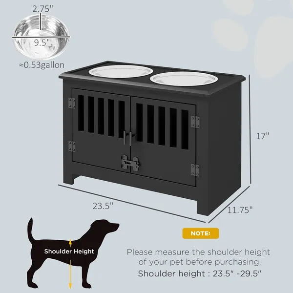 Dog Food Storage Cabinet with Bowls and Dog Feeding Station, Black - product image 3