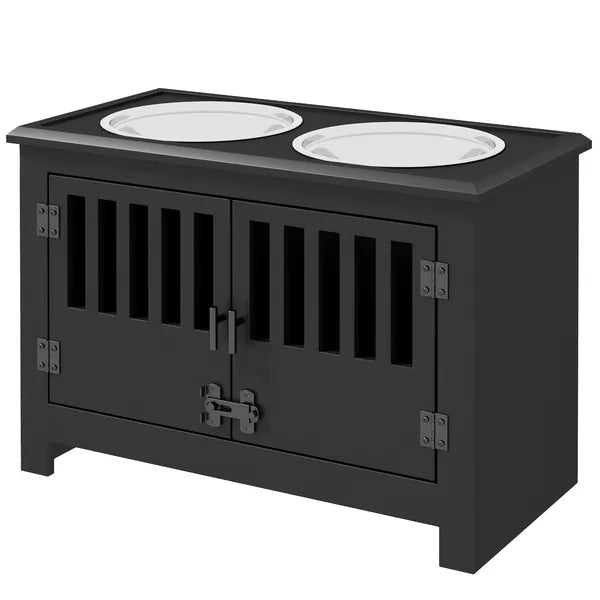 Dog Food Storage Cabinet with Bowls and Dog Feeding Station, Black - product image 1