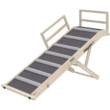 PawHut Dog Ramp, Folding Pet Ramp, 4 Adjustable Height from 15" to 19", Dog Step with Side Rails for Small to Large Pets - product image 1