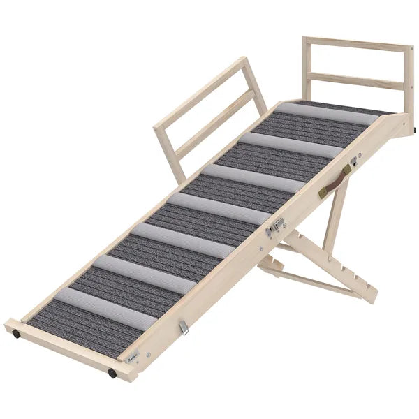 PawHut Dog Ramp, Folding Pet Ramp, 4 Adjustable Height from 15" to 19", Dog Step with Side Rails for Small to Large Pets - product image 1