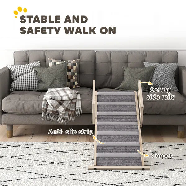 PawHut Dog Ramp, Folding Pet Ramp, 4 Adjustable Height from 15" to 19", Dog Step with Side Rails for Small to Large Pets - product image 6