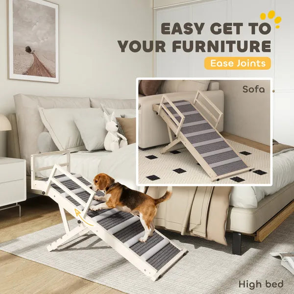 PawHut Dog Ramp, Folding Pet Ramp, 4 Adjustable Height from 15" to 19", Dog Step with Side Rails for Small to Large Pets - product image 8