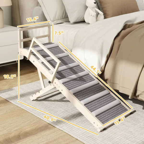 PawHut Dog Ramp, Folding Pet Ramp, 4 Adjustable Height from 15" to 19", Dog Step with Side Rails for Small to Large Pets - product image 3