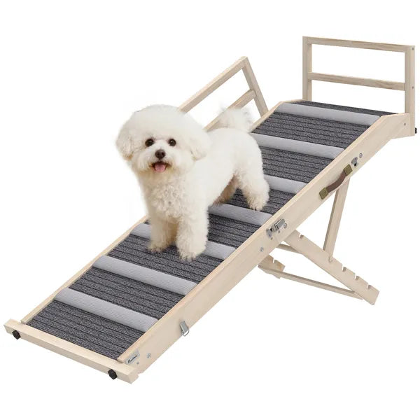 PawHut Dog Ramp, Folding Pet Ramp, 4 Adjustable Height from 15" to 19", Dog Step with Side Rails for Small to Large Pets - product image 11