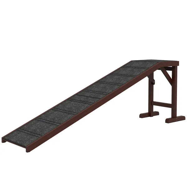 PawHut Dog Ramp Pet Ramp for Bed with Non-Slip Carpet, Top Platform, 74" x 16" x 25", Brown - product image 11