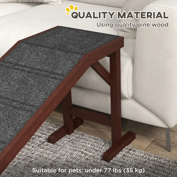 PawHut Dog Ramp Pet Ramp for Bed with Non-Slip Carpet, Top Platform, 74" x 16" x 25", Brown - product image 4