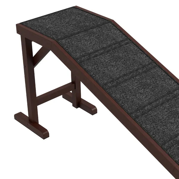 PawHut Dog Ramp Pet Ramp for Bed with Non-Slip Carpet, Top Platform, 74" x 16" x 25", Brown - product image 8