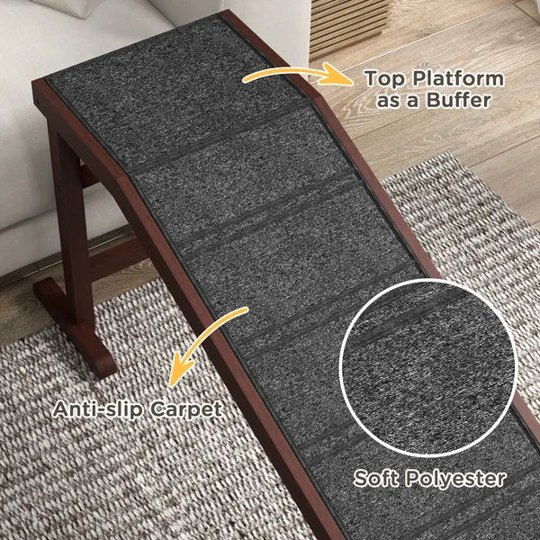 PawHut Dog Ramp Pet Ramp for Bed with Non-Slip Carpet, Top Platform, 74" x 16" x 25", Brown - product image 6