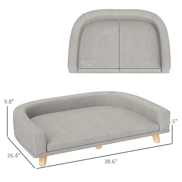 PawHut Dog Sofa Couch Bed with Washable Cushion for Large Dogs, Cats, Gray - product image 3