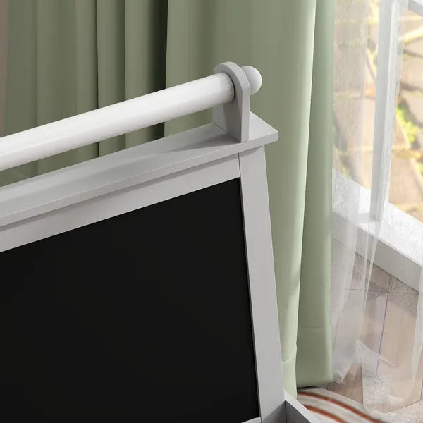 Double Sided Easel for Kids, Standing Toddler Easel with Paper Roll, Magnetic Whiteboard, Chalkboard and Storage, Gray - product image 9
