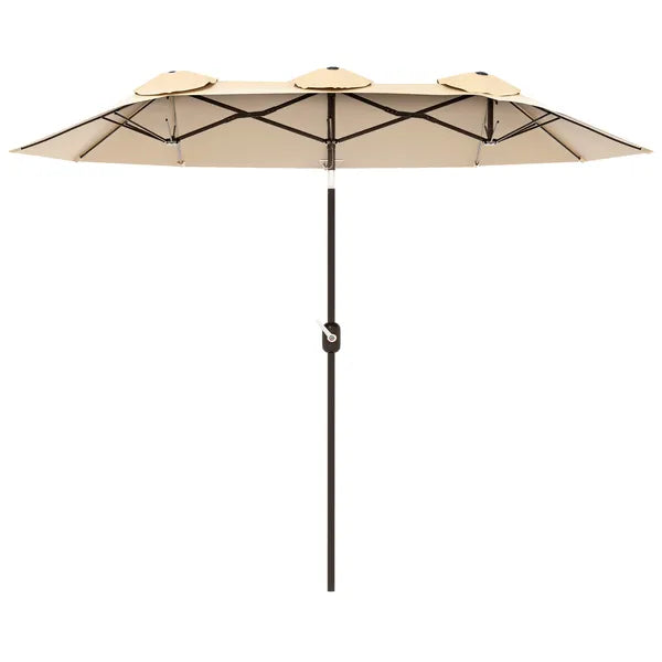 Outsunny Double-sided Patio Umbrella 9.5' Outdoor Market Umbrella with Push Button Tilt and Crank, 3 Air Vents and 12 Ribs, for Garden, Deck, Pool - product image 1