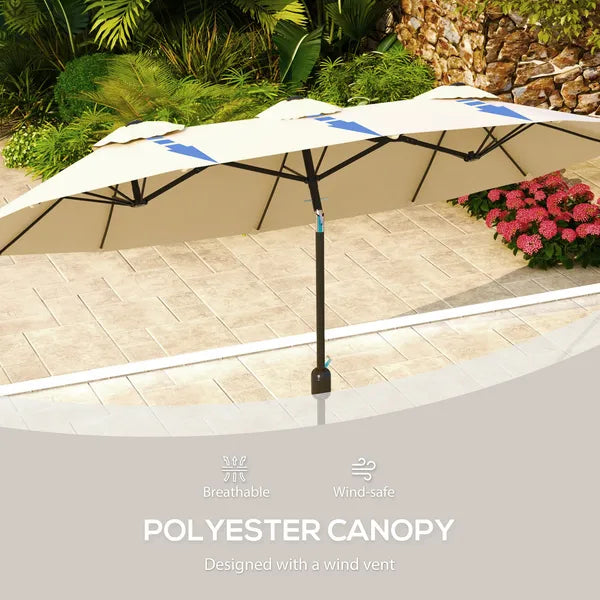 Outsunny Double-sided Patio Umbrella 9.5' Outdoor Market Umbrella with Push Button Tilt and Crank, 3 Air Vents and 12 Ribs, for Garden, Deck, Pool - product image 7