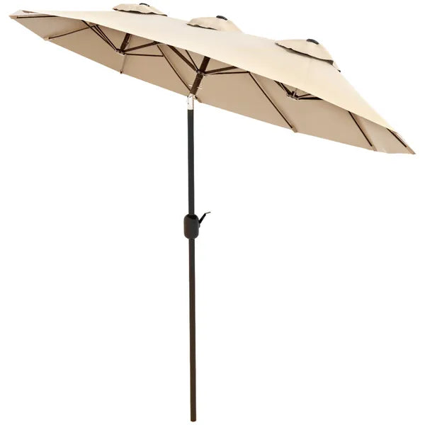 Outsunny Double-sided Patio Umbrella 9.5' Outdoor Market Umbrella with Push Button Tilt and Crank, 3 Air Vents and 12 Ribs, for Garden, Deck, Pool - product image 11