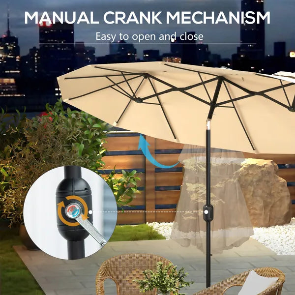 Outsunny Double-sided Patio Umbrella 9.5' Outdoor Market Umbrella with Push Button Tilt and Crank, 3 Air Vents and 12 Ribs, for Garden, Deck, Pool - product image 6