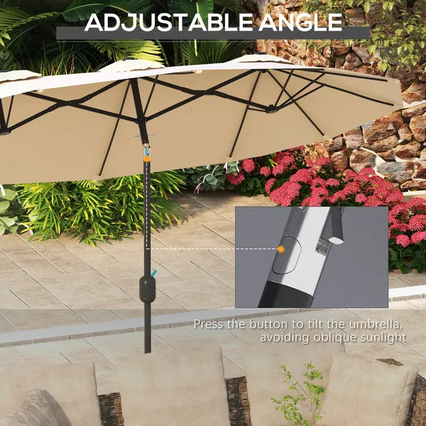 Outsunny Double-sided Patio Umbrella 9.5' Outdoor Market Umbrella with Push Button Tilt and Crank, 3 Air Vents and 12 Ribs, for Garden, Deck, Pool - product image 4