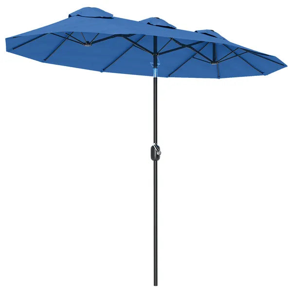 Outsunny Double-sided Patio Umbrella, 9.5 ft Outdoor Umbrella with Push Button Tilt and Crank, 3 Air Vents and 12 Ribs, Navy Blue - product image 11