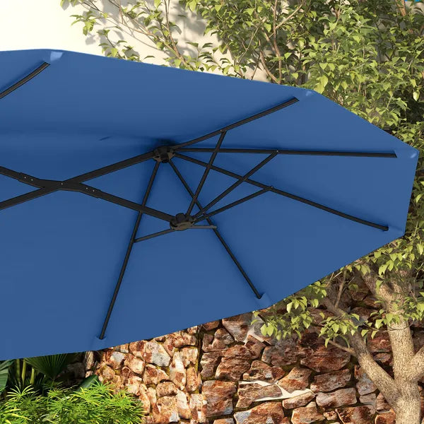 Outsunny Double-sided Patio Umbrella, 9.5 ft Outdoor Umbrella with Push Button Tilt and Crank, 3 Air Vents and 12 Ribs, Navy Blue - product image 9