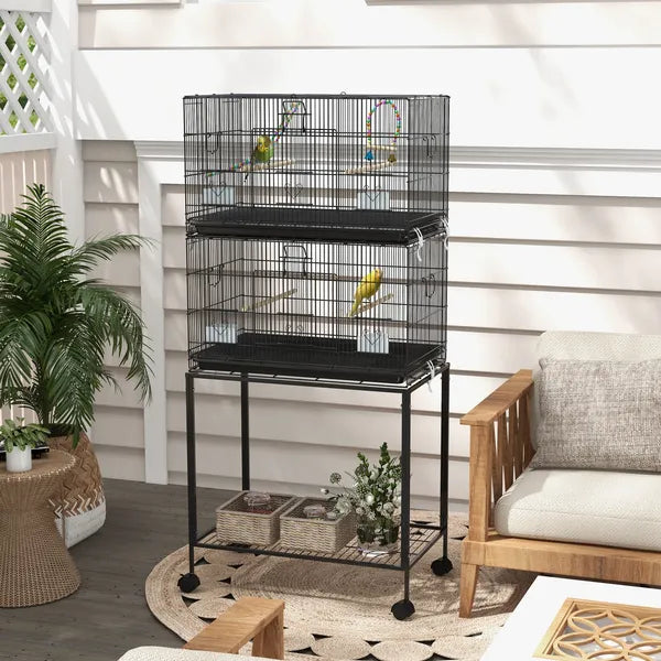 PawHut Double Stackable Bird Cage on Wheels with Stand, for Canaries - product image 10