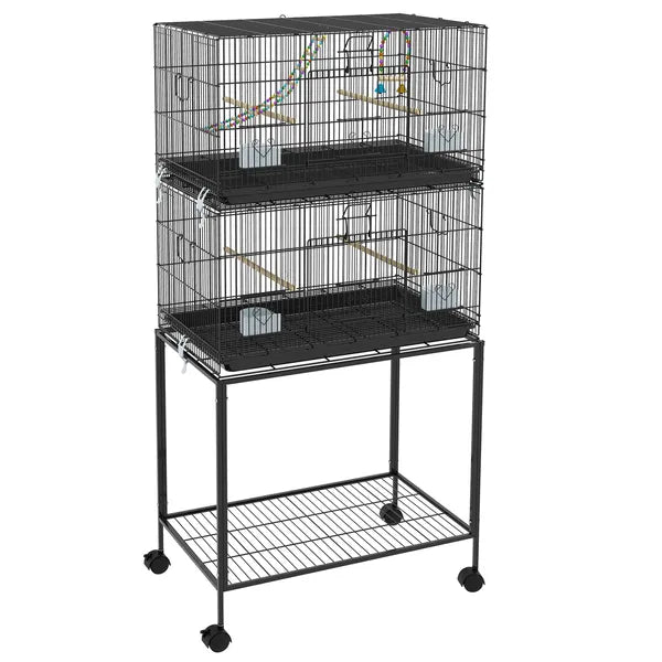 PawHut Double Stackable Bird Cage on Wheels with Stand, for Canaries - product image 12