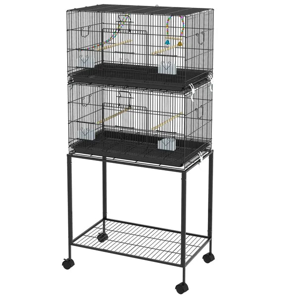 PawHut Double Stackable Bird Cage on Wheels with Stand, for Canaries - product image 11