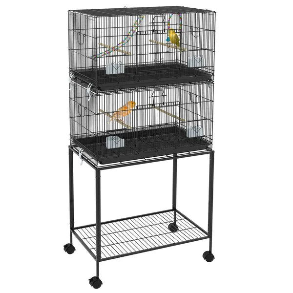 PawHut Double Stackable Bird Cage on Wheels with Stand, for Canaries - product image 1