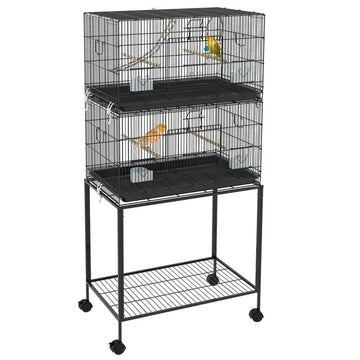PawHut Double Stackable Bird Cage on Wheels with Stand, for Canaries - product image 1