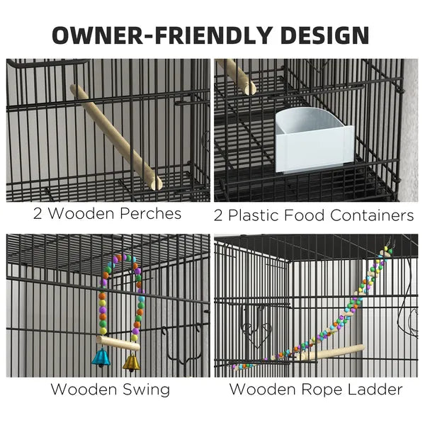 PawHut Double Stackable Bird Cage on Wheels with Stand, for Canaries - product image 6