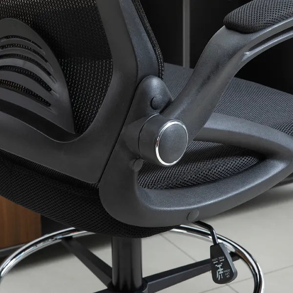 Drafting Chair, Tall Office Chair with Lumbar Support, Flip-Up Armrests, Footrest Ring and Adjustable Seat Height, Black - product image 8