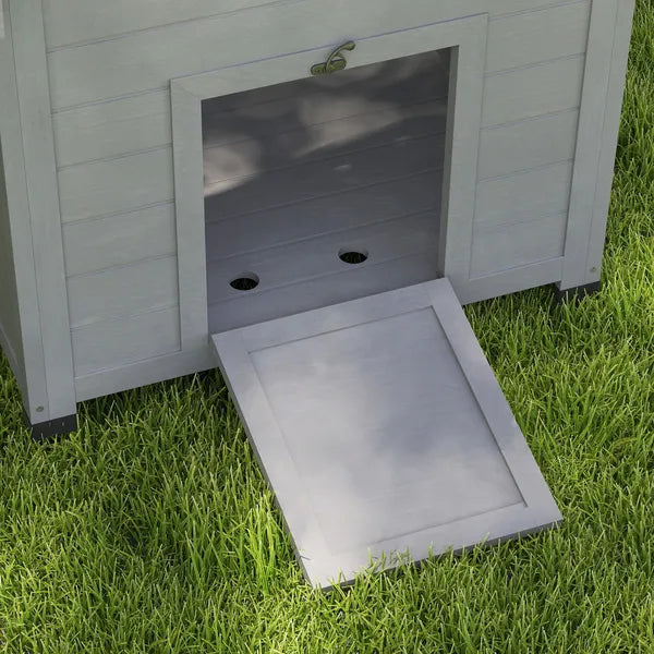 PawHut Duck Coop, Wooden Duck House with Openable Roof and Double Doors, Removable Base for 1-3 Ducks, Outdoor Small Animal House, Gray - product image 9