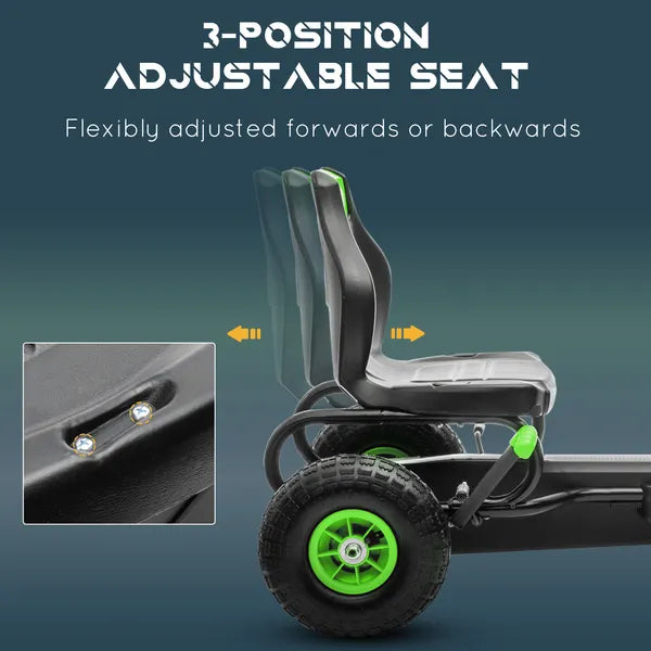 Aosom Durable Pedal Go Kart for Kids, Ergonomic Ride-On Toy with Rubber Tires, Green, Ages 5-12 - product image 4