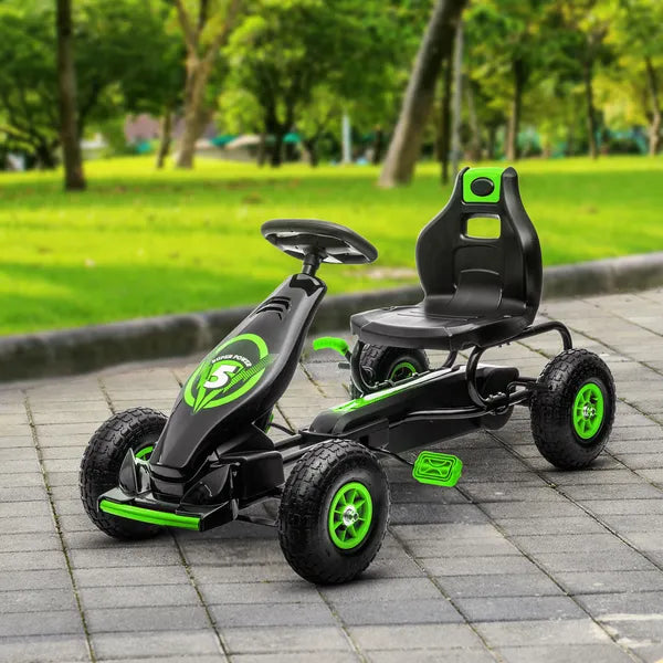 Aosom Durable Pedal Go Kart for Kids, Ergonomic Ride-On Toy with Rubber Tires, Green, Ages 5-12 - product image 10