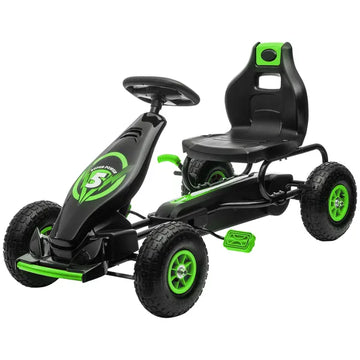 Aosom Durable Pedal Go Kart for Kids, Ergonomic Ride-On Toy with Rubber Tires, Green, Ages 5-12 - product image 1