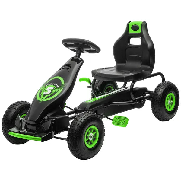 Aosom Durable Pedal Go Kart for Kids, Ergonomic Ride-On Toy with Rubber Tires, Green, Ages 5-12 - product image 1