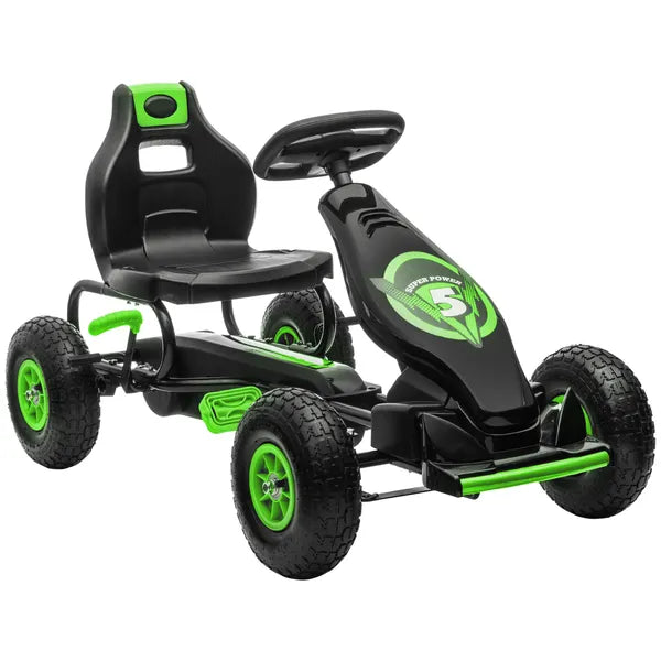 Aosom Durable Pedal Go Kart for Kids, Ergonomic Ride-On Toy with Rubber Tires, Green, Ages 5-12 - product image 11