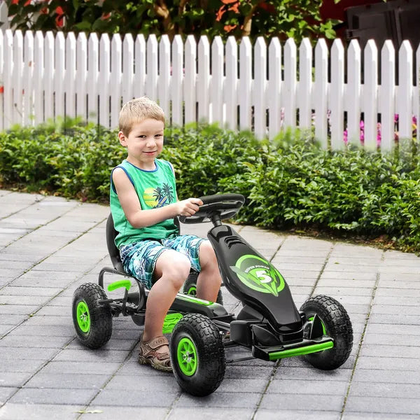 Aosom Durable Pedal Go Kart for Kids, Ergonomic Ride-On Toy with Rubber Tires, Green, Ages 5-12 - product image 2