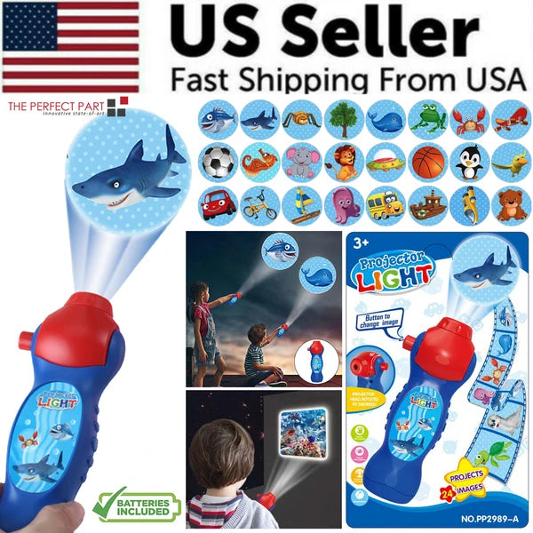 Kids Animal Slide Projector Flashlight Educational Learning Toy