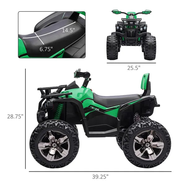 Electric Cars for Kids 12V with Music Realistic Headlights Wide Wheels Rechargeable Battery Green - product image 3