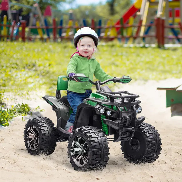 Electric Cars for Kids 12V with Music Realistic Headlights Wide Wheels Rechargeable Battery Green - product image 2
